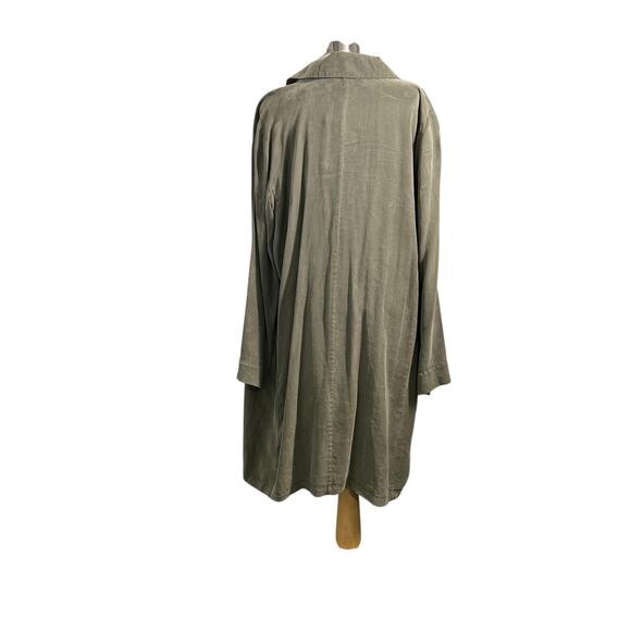 Eileen Fisher Oversized Notched Lapel Longline Grove Green Lightweight Coat XS - Picture 5 of 10